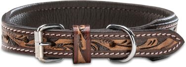 Нашийник для собак Джек Рассел з натуральної шкіри буйвола, регульований, з м'якою підкладкою, ручної роботи, з різьбленням, Alexey (S, 26-34 см)