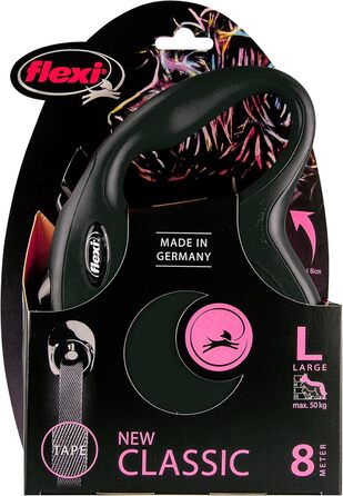Flexi Classic L рулетка для собак до 50 кг, 8 м, чорний