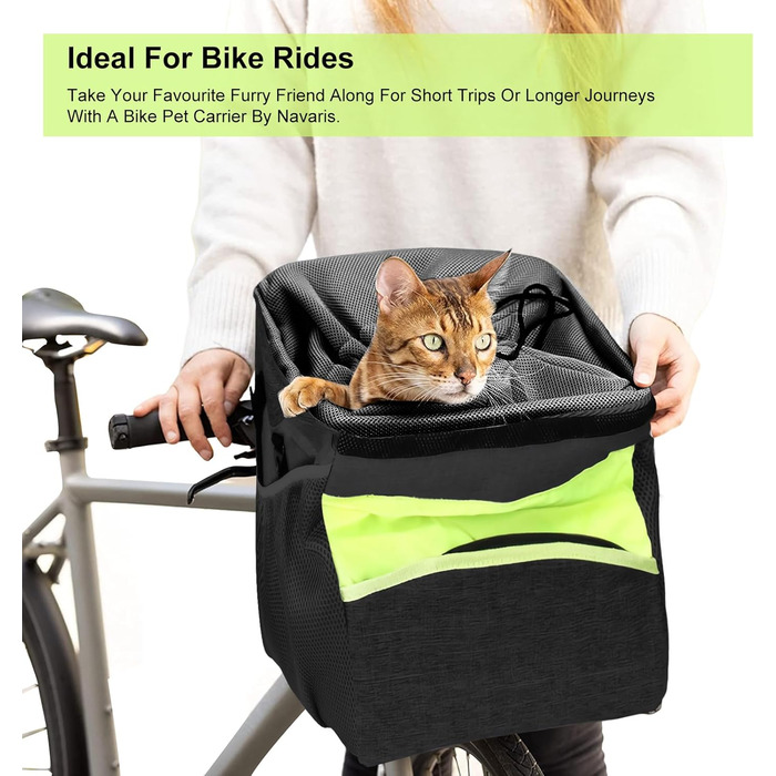 Велосипедна сумка для тварин PETCUTE: зручна та безпечна переноска для собак та котів, чорного кольору