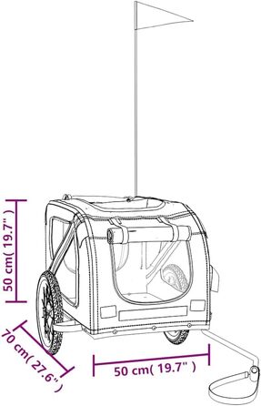 Причіп для собак vidaXL, причіп-перевозник для собак з відбивачами та прапором, вантажопідйомність 45 кг, матеріал: Оксфорд, колір: зелений, розмір: 125 x 63 x 66 см