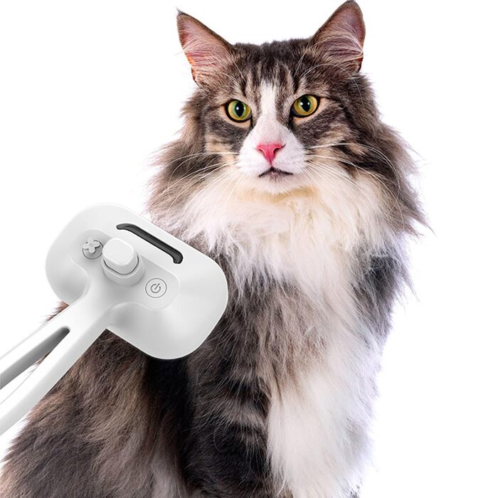 Гребінець для вичісування шерсті собак та котів з функцією відпарювання, протистатичний, білий