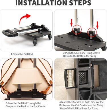 PETCUTE Рюкзак-переноска для собак та котів з колесами, складаний, з внутрішнім страхувальним ремінцем, дихаючий, для маленьких собак та середніх котів, бежевий