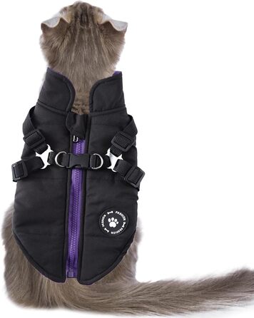 Водонепроникний дощовик для собак з повідком та кільцями - тепла куртка-дощовик для собак, чорний, розмір M