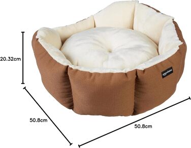 Кругле лежанка для собак та котів Amazon Basics, L 50 x B 50 x H 20 см, коричнево-кремовий