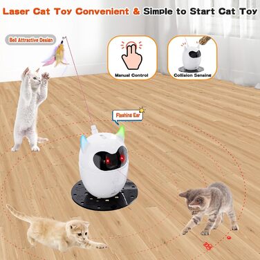 Інтерактивна іграшка для котів, автоматична лазерна іграшка для котів, розумна іграшка для котів/кошенят/собак (біла)