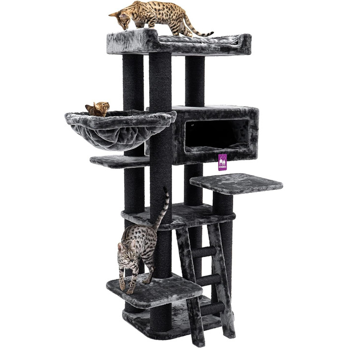 Дряпак для котів Petrebels Maine Coon, Estate, 170 см, XXL, чорний