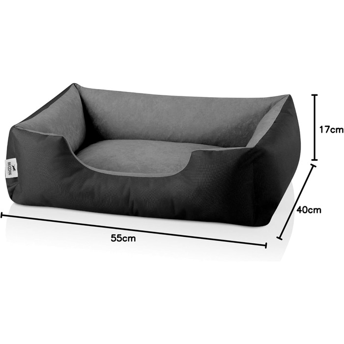 Лягушкове ліжко для собак BedDog LUPI, м'яке ліжко для собак знімний та пральний чохол, кошик для собак, диванчик для собак, для маленьких собак, чорно-сірий, 50 x 35 x 17 см