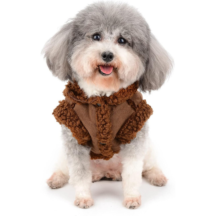 Зунеа Зимовий теплий одяг для собак - тепла куртка для маленьких собак, флісова жилетка для цуценят, теплий одяг для чихуахуа та йоркширських тер'єрів (L, коричневий)