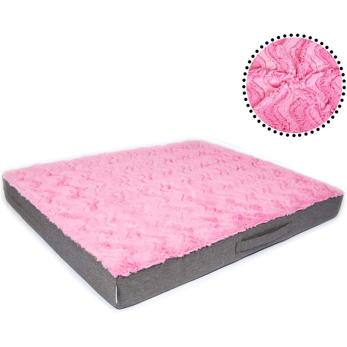 Килимок для собак CopcoPet Lucky Hundematratze: ортопедичний, неслизький, знімний, з м'якого штучного хутра (120 x 90 x 10 см, Рожевий)