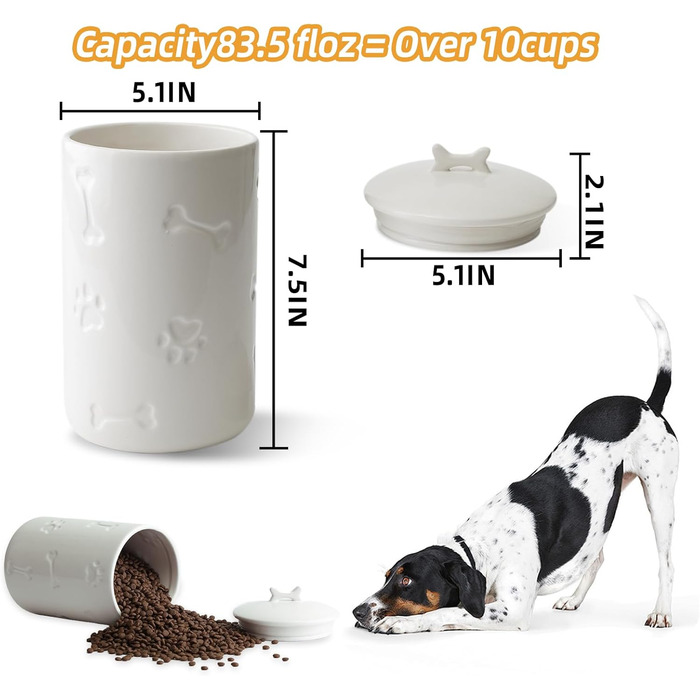 Керамічна ваза для ласощів для собак та котів, 22,9 x 12,7 см, велика, з кришкою, у стилі фермерського дому