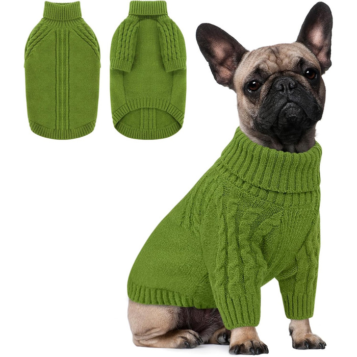 Теплий пуловер для собак Queenmore: Дакель, Французький бульдог, Бігль, Шнауцер (зелений, M)
