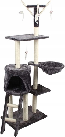 Ігровий комплекс для котів: дерево-драпалка з будиночком та лежаком, 138 см, F014