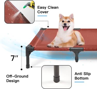 Підвищені лежанки для собак Suddus, червоні, розмір M (великі, червоні). Ідеальні для подорожей та відпочинку. Однотонні лежанки Getaway Solids