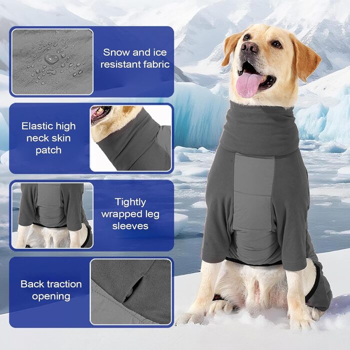 Зимовий теплий одяг для собак - теплий зимовий одяг з високим коміром, регульований, для малих, середніх та великих собак, для прогулянок, походів, кемпінгу (Сірий M)