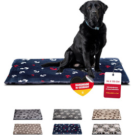 Лежак для собак HS-Hundebett XL 95x135 см, двосторонній, з наповнювачем 3 см, для дивана, авто, переноски, анкер синій, зроблено в Німеччині