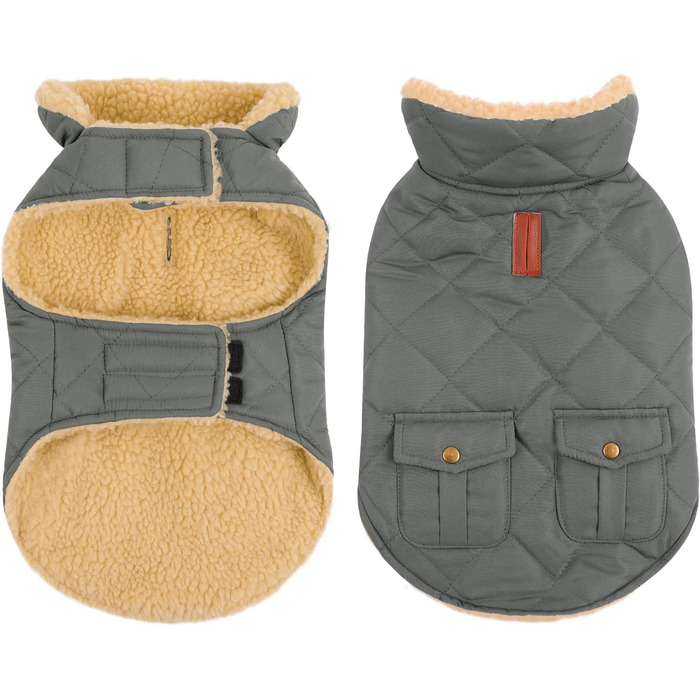 Зимовий теплий одяг для собак Citétoile: куртка з флісу для чихуахуа, такси та інших порід, сірий колір, розмір XS