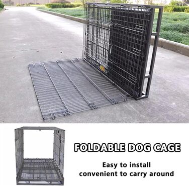 Клітка для собак великих порід, переноска для собак, дорожній вольєр з колесами та 2 дверцятами, велика переноска для тварин, металева клітка для собак