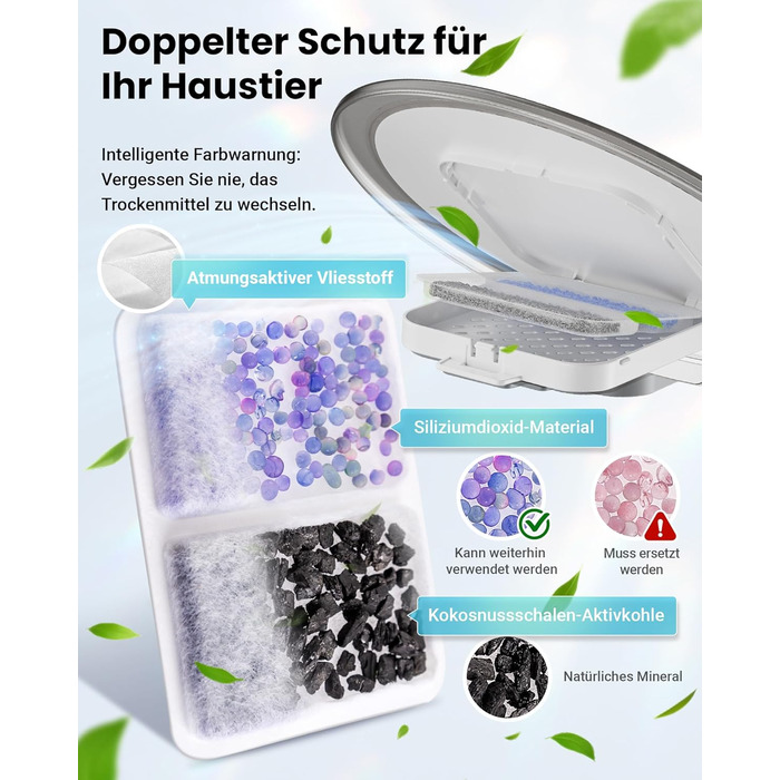 Автомат годівниці для котів з APP та таймером, 6 л / 25 чашок, 3 миски, 3 пакети силікагелю, система проти застрягання, 2.4G WiFi, 10-секундна голосова зйомка, годівниця для котів та собак (білий)