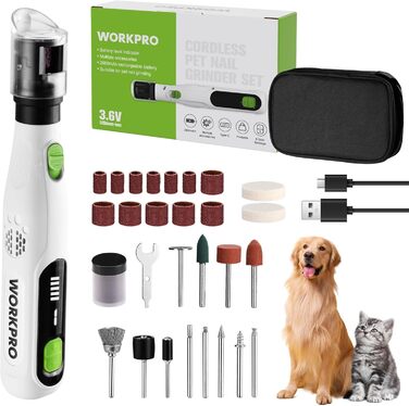 Електричний точило для собачих кігтів WORKPRO - точило для кігтів для собак, котів, 3 отвори, 6 швидкостей