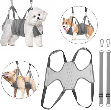 Гамак для грумінгу тварин OVIVER, зручний, портативний, для собак та котів (сірий, M)