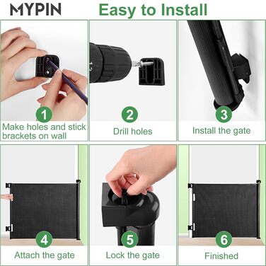 Захист для дверей MYPIN - висувна сітка, 0-140 см. Захист для собак, дітей. Чорний колір.