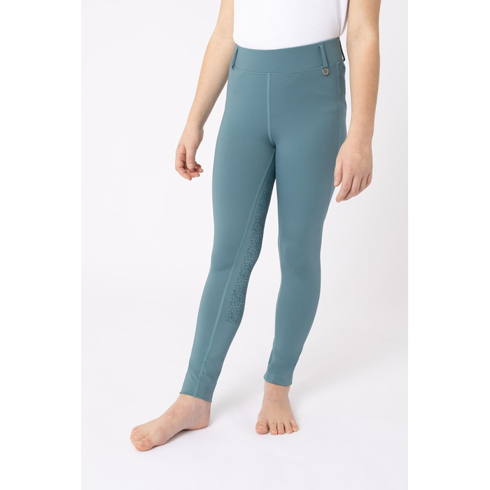 Дитячі верхові штани HORZE DEA, 122-128, Arctic Blue - повний обтиск, кишеня для телефону, петлі для ременя