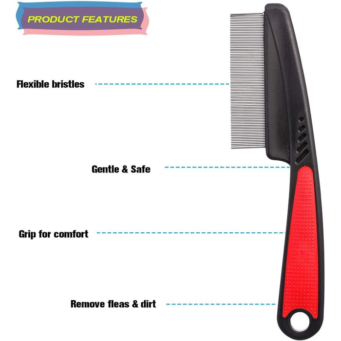 Набір для догляду за шерстю собак та котів Tonyg-p: щітка, гребінець від бліх, стригувач та пилка для нігтів (6 шт)