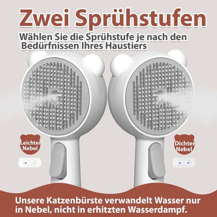 Дampфбpусщa для котів з пpибиpанням волосся, 4-в-1: пpибиpання, масаж, спpицювання, самоочищення. IPX7, білий колір.