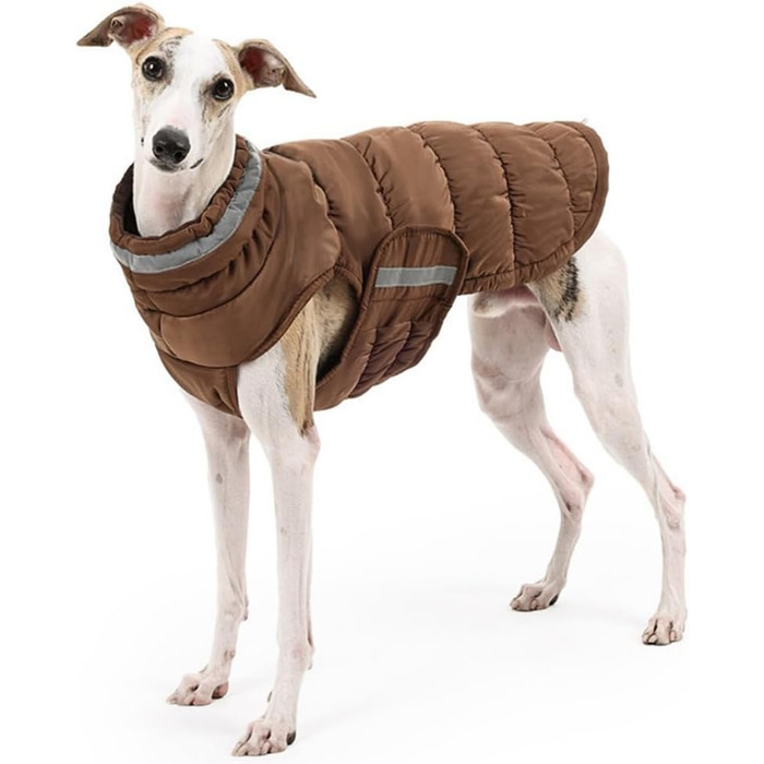Зимовий теплий водонепроникний теплий зимовий одяг для собак, тепла куртка з флісовою підкладкою, жилет для цуценят з коміром з хутром, світловідбиваючий, на липучці (Колір: Коричневий, Розмір: M)