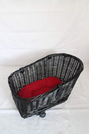 Кошик для велосипеда для перевезення багажу з ротангу з металевою сіткою та подушкою, чорного кольору