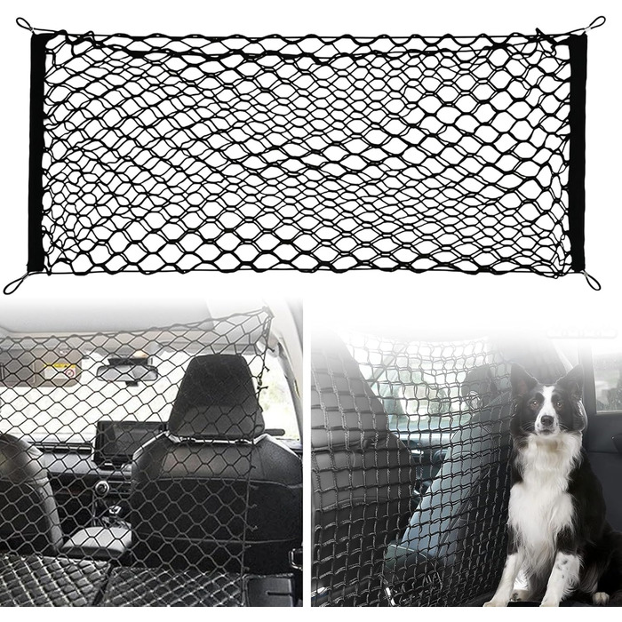 Сітка-перегородка для автомобіля: захист для собак, 120x90 см, Polypropylene, 4 гачки