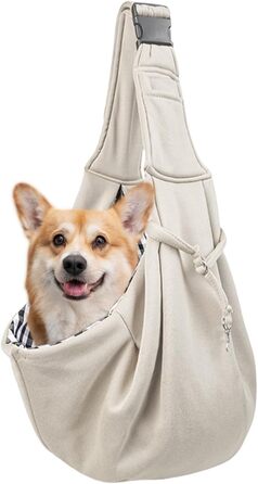 Сумка для собак | Дихаюча переноска для маленьких собак – регульовані ремені через плече та на груди, легкі аксесуари для тварин для піших прогулянок, відпочинку на природі, щоденних прогулянок (Бежевий)