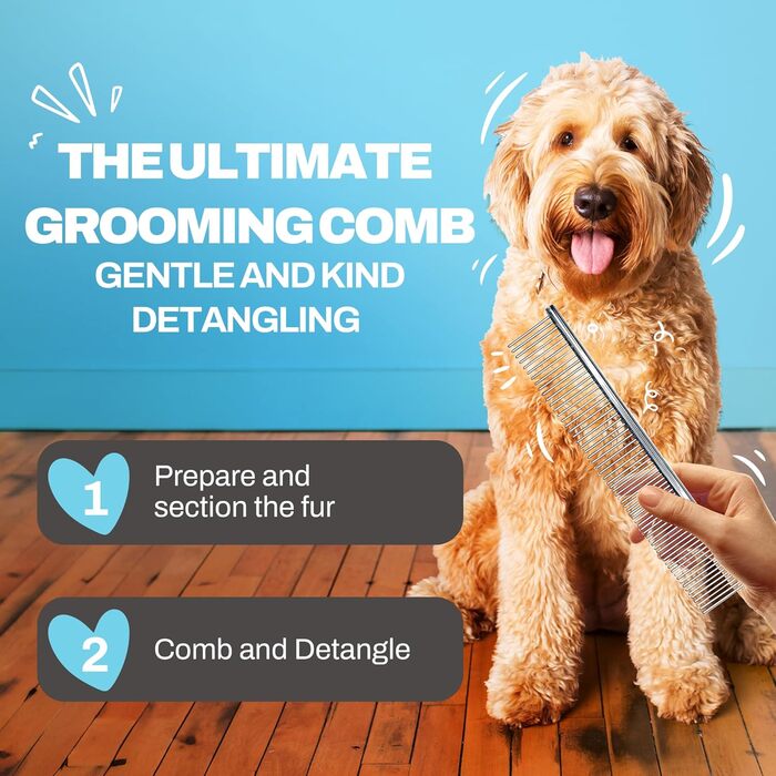 Металевий гребінець для собак з довгим та середнім волоссям (Голдендудль, Лабрадудль, Пудель)