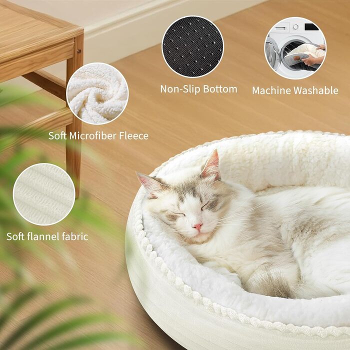 М'яке миється лежанка для котів Zerbuger, кругла, рожева, 50.8 см, для кошенят та маленьких собак