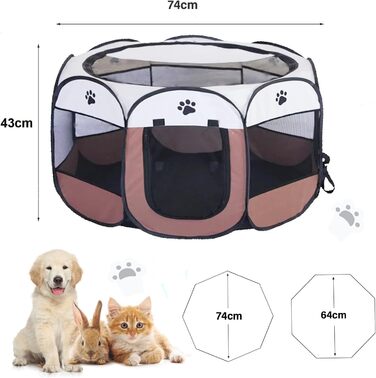 Клітка для тварин BRIMOREA 74x74x43 см: клітка для собак, котів, кроликів, вольєр для цуценят, внутрішній/зовнішній вольєр