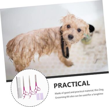 Набір для грумінгу домашніх тварин 1satz: ножиці для собак (прямі та вигнуті), гребінець. Ергономічний, легкий, для м'якого догляду.