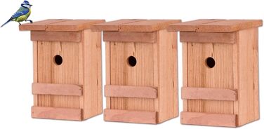 Дерев'яний шпаківня BigDean для синиць, 3 шт., 25x14,5x12 см, отвір 28 мм