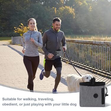 Сумка для корму для собак, сумка для тренувань, сумка для ласощів для собак, багатофункціональна сумка для корму з диспенсером для пакетів для вигулу (сіра)