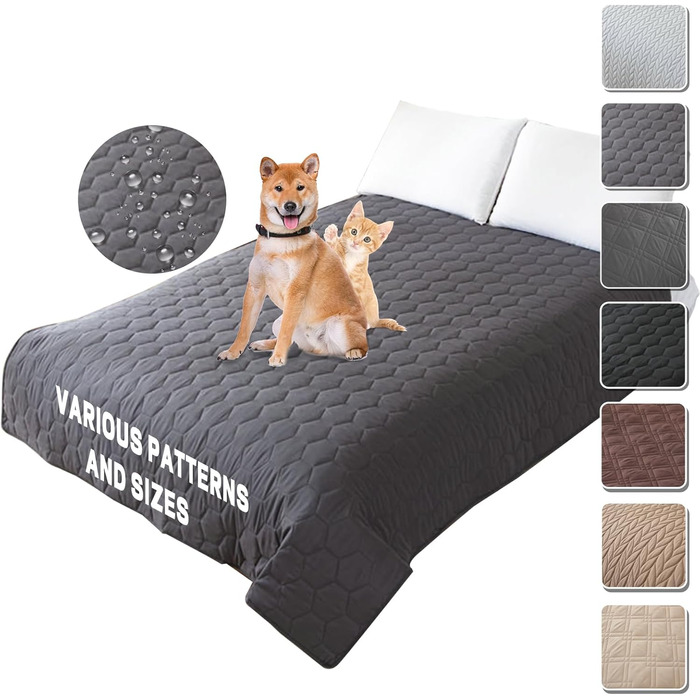 Водонепроникний килимок для собак 218 x 208 см - захист дивану та ліжка, великий, миючий, антиковзкий, для собак та котів (S-102 x 127 см, соти, темно-сірий)