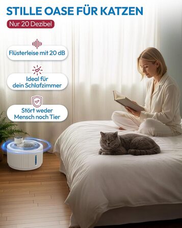 Фонтанчик для котів Miaura® бездротовий, надтихий, 2.8л з датчиком руху - Білий