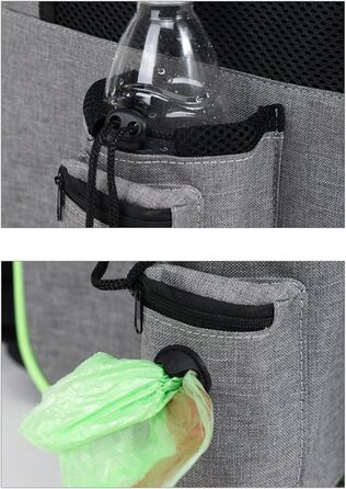 Рюкзак для котів з висувним посудом – переноска для тварин, розширювана, дихаюча, складана, для подорожей, піших прогулянок, транспортування, сірий (з чорною основою)