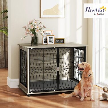 Клітка-тумба для собак PawHut: меблевий вольєр для дому, 100 x 60 x 73,5 см, сірий