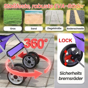 Візок для собак FDW, складний, для котів та собак, з обертовими колесами на 360°, з кошиком для зберігання, подушкою та сітковими віконцями, тримачем для напоїв, до 15 кг, фіолетовий