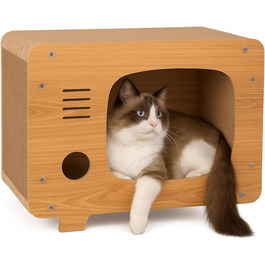 Petsona Кігтеточка для котів з натурального картону - ігровий майданчик, килимок, іграшка для самостійних розваг, 45x38x24,5 см