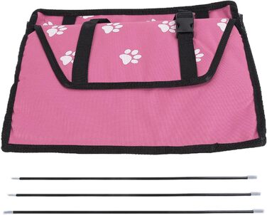 Транспортувальна сумка для тварин з принтом лап, складана переноска для собак з тканини, миється, з ременями безпеки та підпоркою - Комфортна та безпечна для авто та подорожей (Сіра підпорка з лапами, рожева підпорка з лапами)