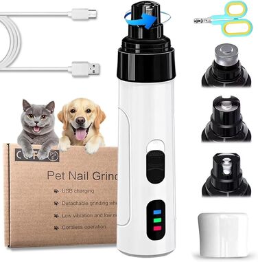 Триммер для собак Orthopfote: тихий нагрівач для нігтів з нагрівальними насадками, м'який та з низькою вібрацією для рівного підстригання (1 комплект)