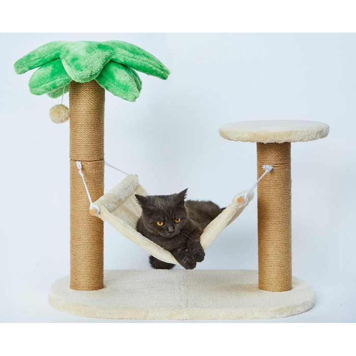 Дряпка для котів LUCKITTY у вигляді пальми з гамаками та іграшкою, когтеточка для кошенят, стовпчик і гамак, меблі для котів