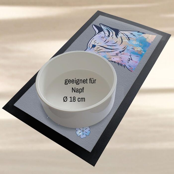 Підкладка для кота з ім'ям, квітковий дизайн, пастельні тони, персоналізована кормушка