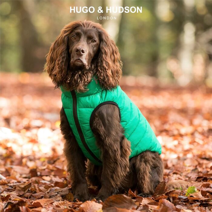 HUGO & HUDSON двостороння пухова куртка для собак, водовідштовхувальний зелено-сірий M40