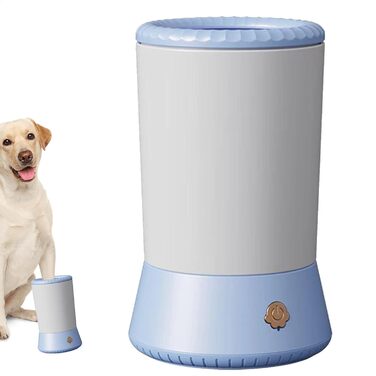 Миска для миття лап домашнім тваринам, мийка для лап собак | Силіконовий очищувач лап для маленьких, середніх та великих собак, вологостійка миска, м'яка щітка, блакитно-білий колір